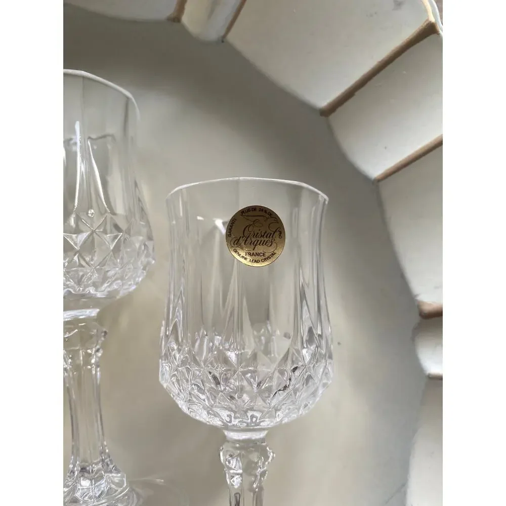 Vintage Cristal D’Arques Durand Glasses Longchamp pattern Set of 4 Crystal